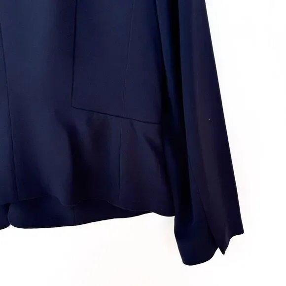 Talbots Navy Blue Fitted Blazer Straight Leg Pants Two Piece Pantsuit 12 Petite - Picture 7 of 14